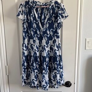Anthropologie Blue and White Seahorse Print coverup